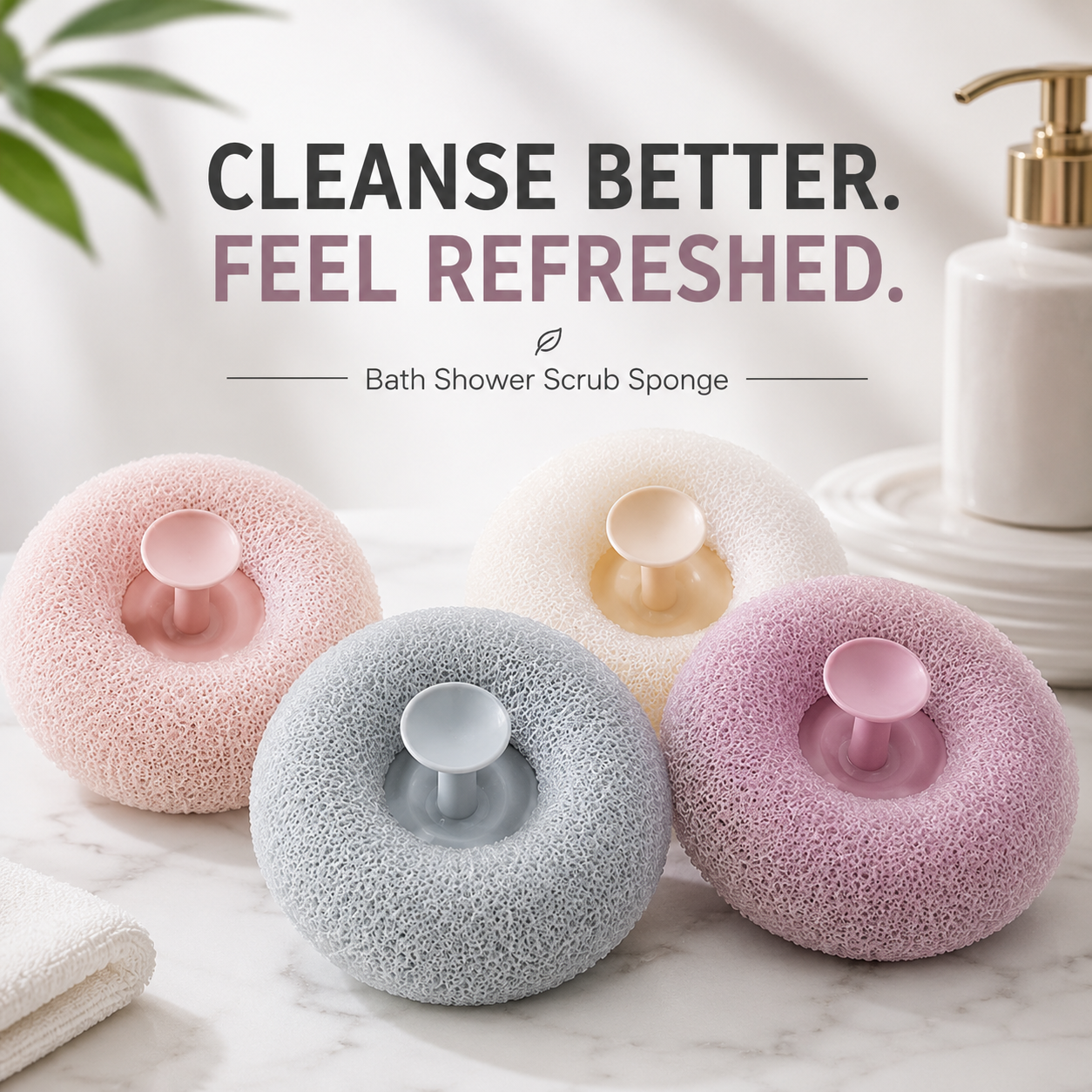 3x Bath Shower Scrub Sponge